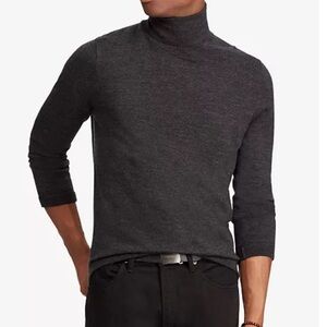 POLI RALPH LAUREN Men’s Gray Merino Wool Turtleneck Sweater | Medium